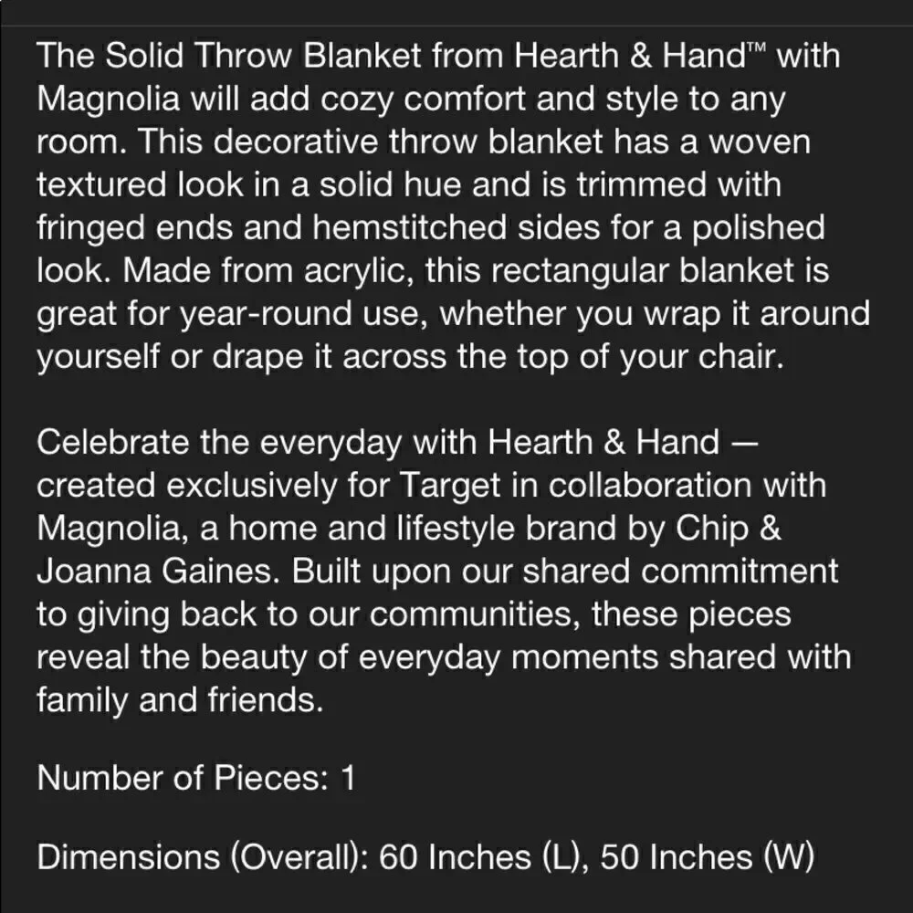 Hearth & Hand Magnolia fringe throw blanket